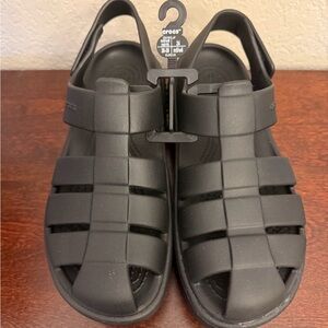 Crocs Iconic Comfort Stomp Fisherman Sandal Platform Size Women 8 Men 6 Black